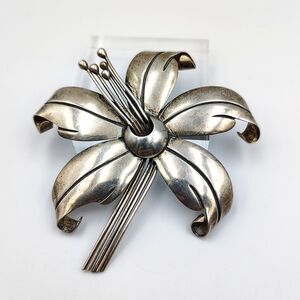 Maricela Taxco Mexico Sterling Silver 925 Lily Flower Brooch Pin Vintage